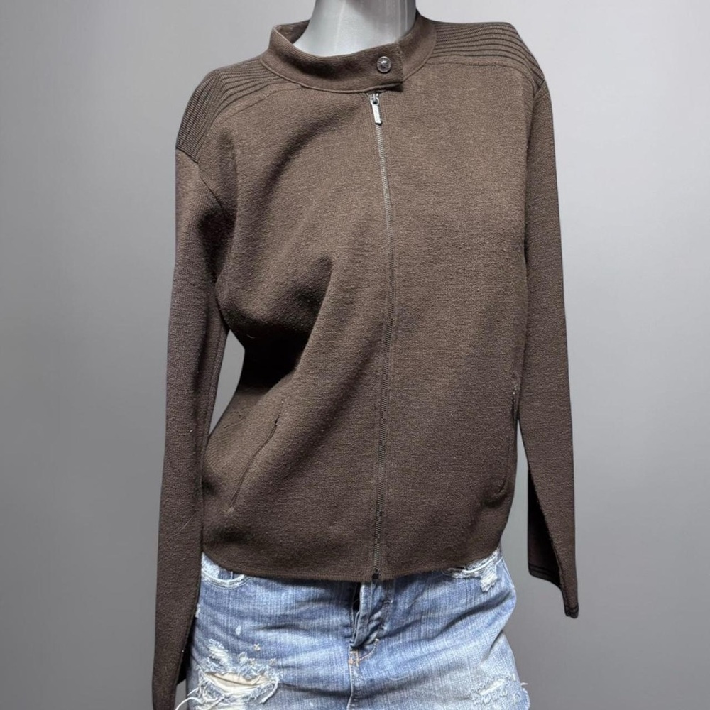 Versace Jeans Couture Authentic Y2K Brown Zippered Sweater